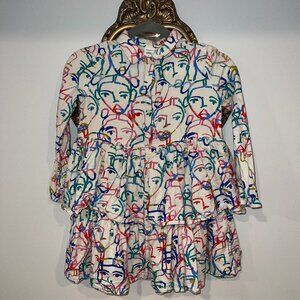 Nordstrom by Cristina Martinez Girls Face Print Dress Size 7 Cotton Artist Print